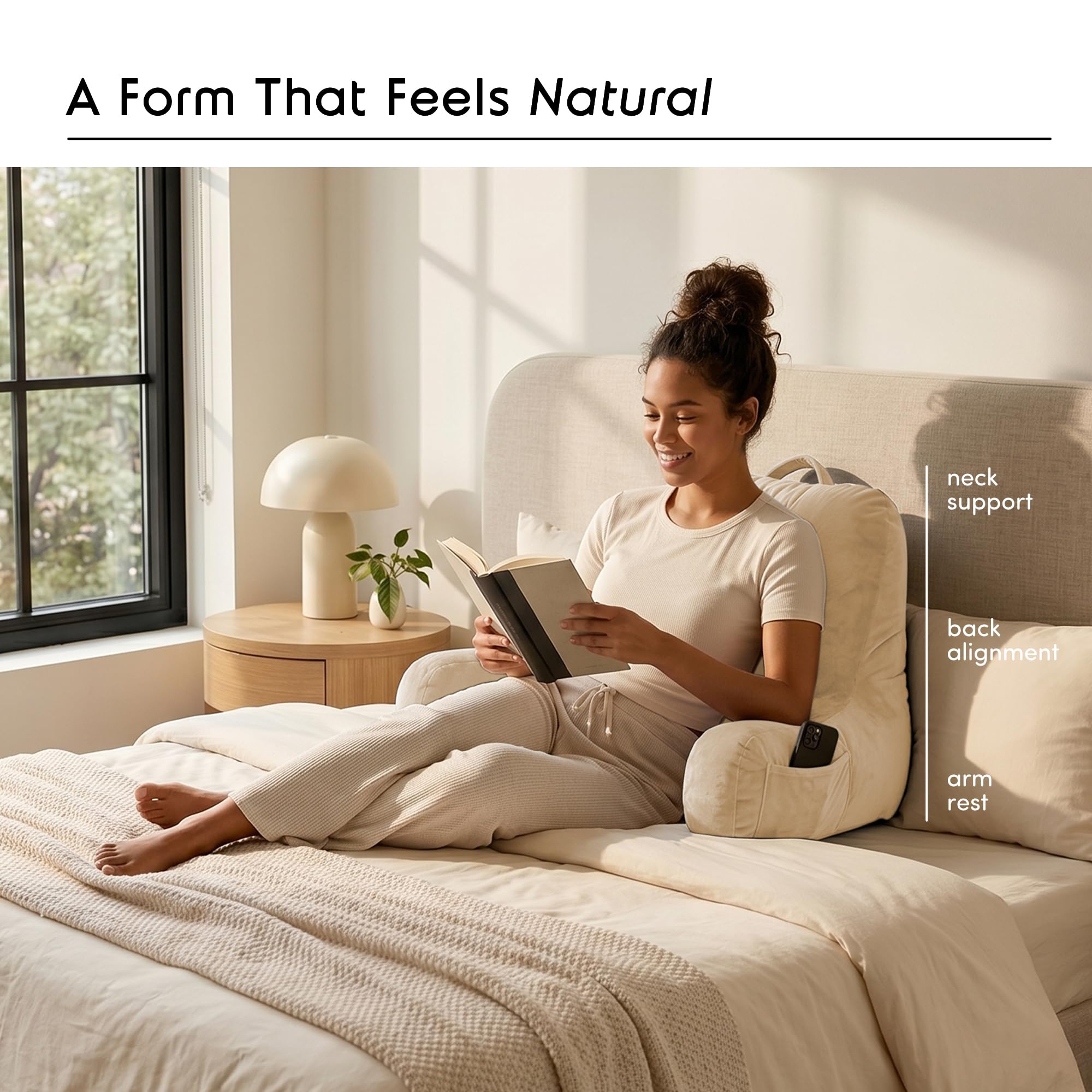 Nestl close-up of plush beige fabric texture for soft comfortable feel