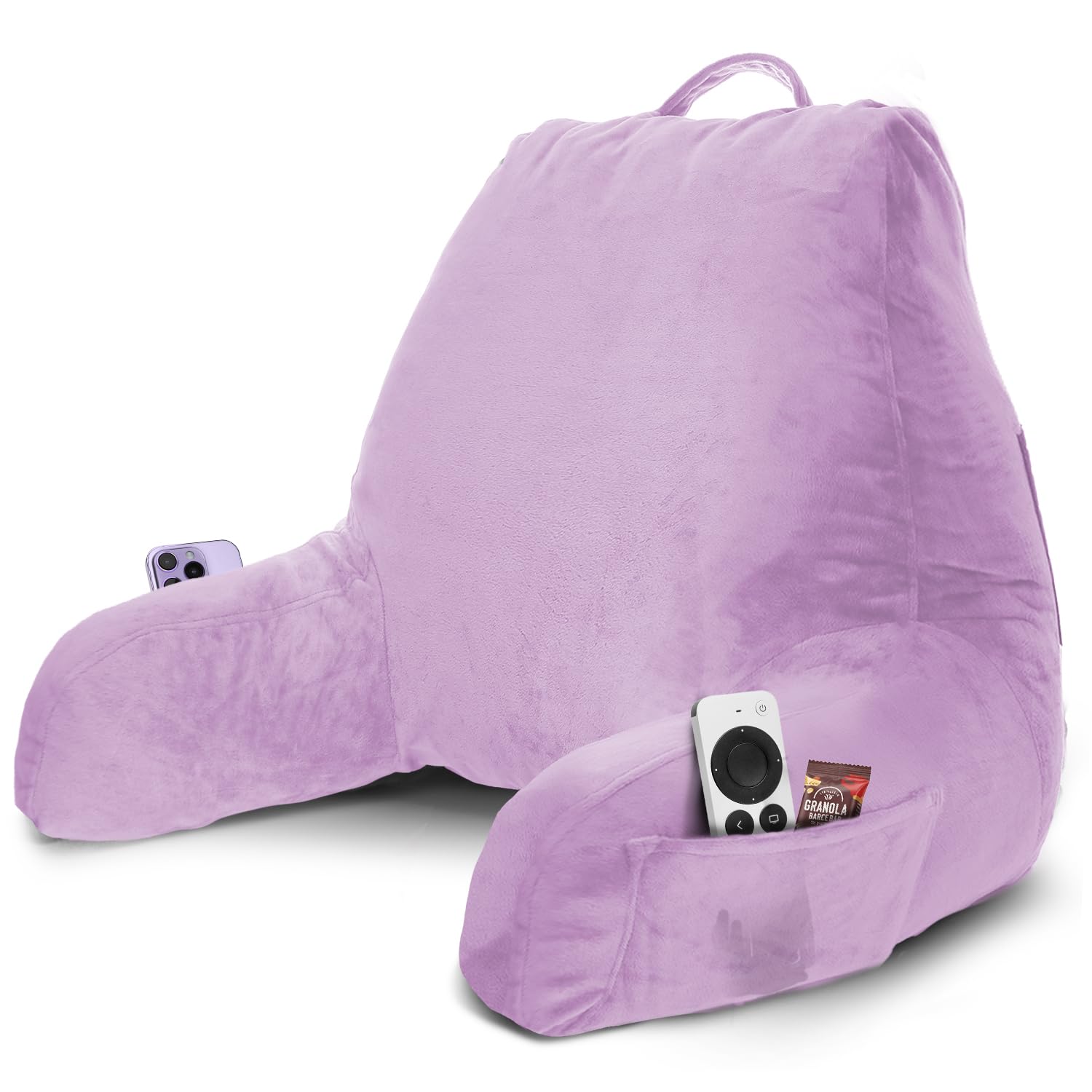 Nestl reading pillow front view in lavender showing supportive shape and comfort