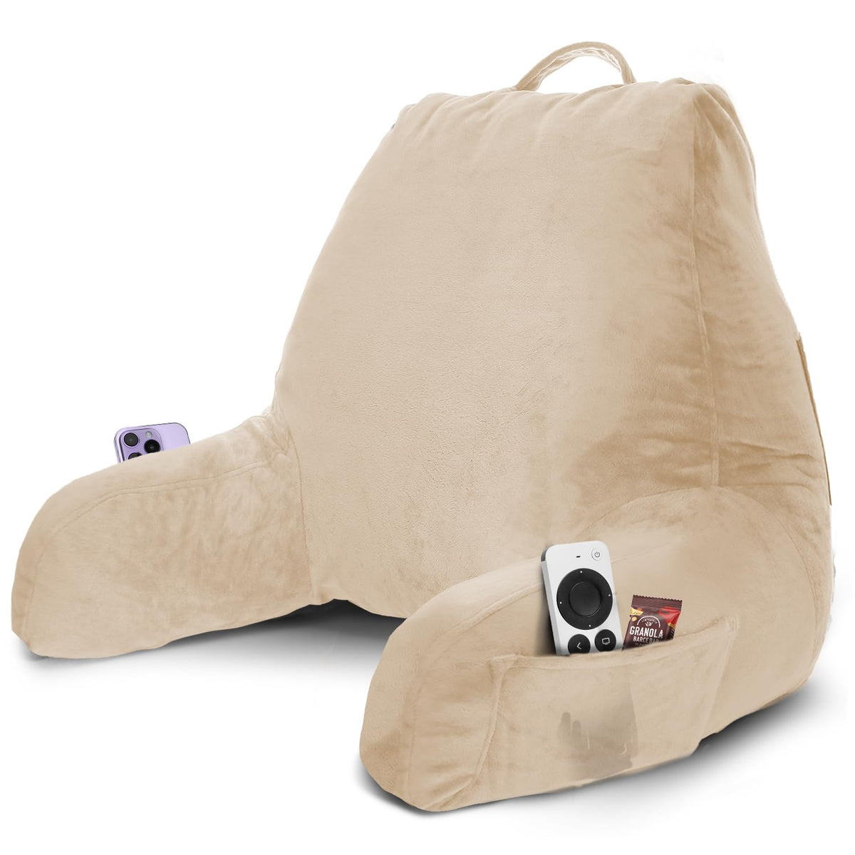 Nestl front view beige pillow showing full back support and clean styling
