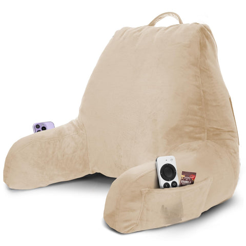 Nestl front view beige pillow showing full back support and clean styling