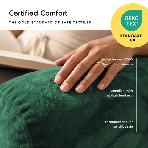 Nestl pillow in bedroom setting adding decorative flair and support