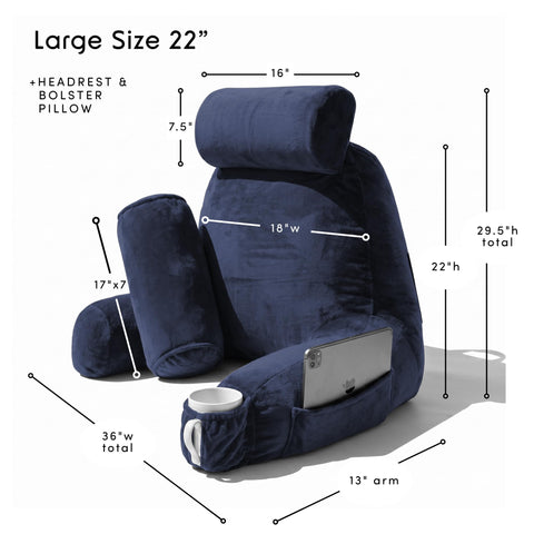 Nestl pillow beside chair to illustrate size and scale for bedroom use