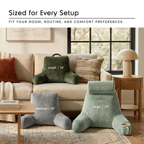Nestl pillow next to a standard pillow for scale showing generous back height and support