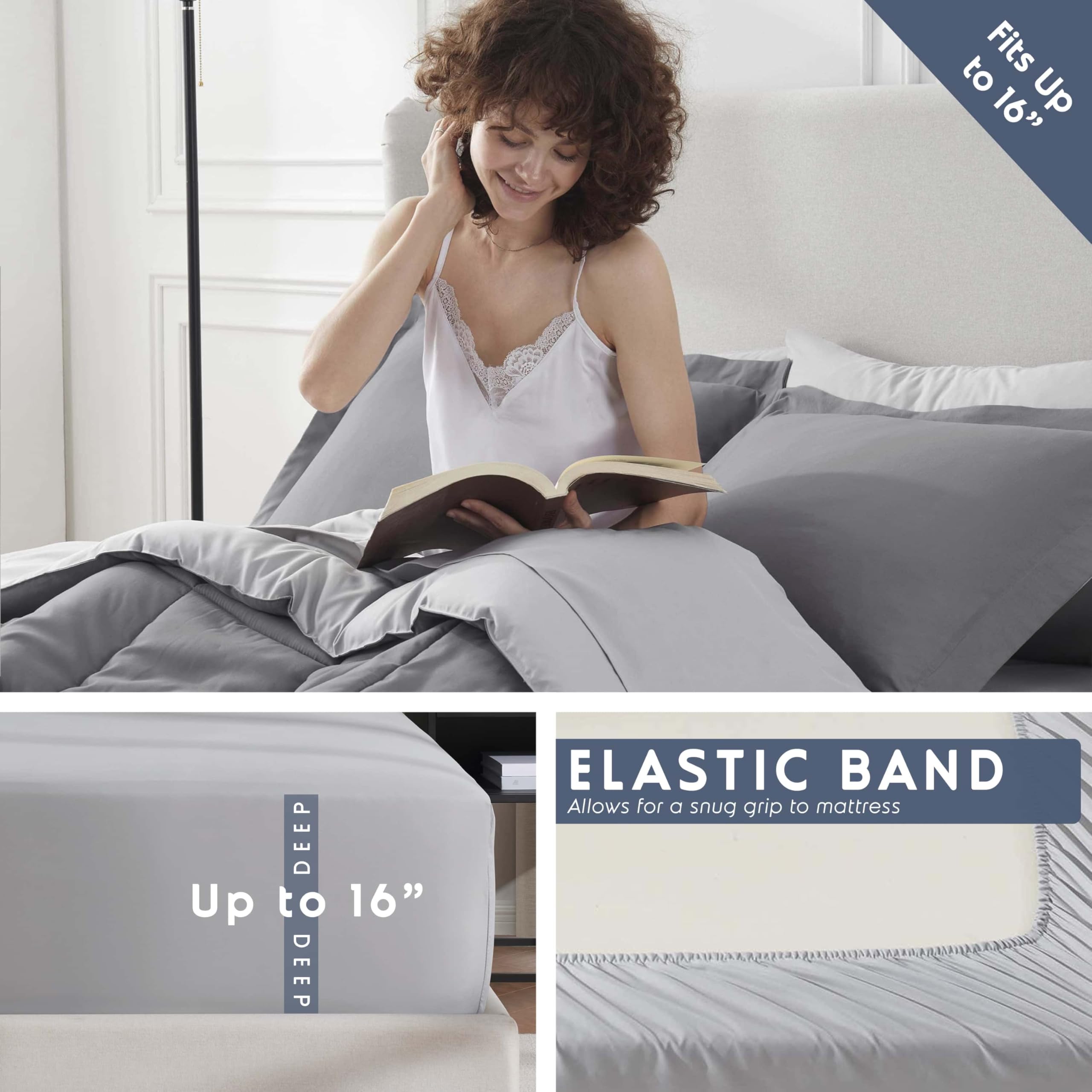 Nestl reversible comforter turned to display two color faces offering styling flexibility