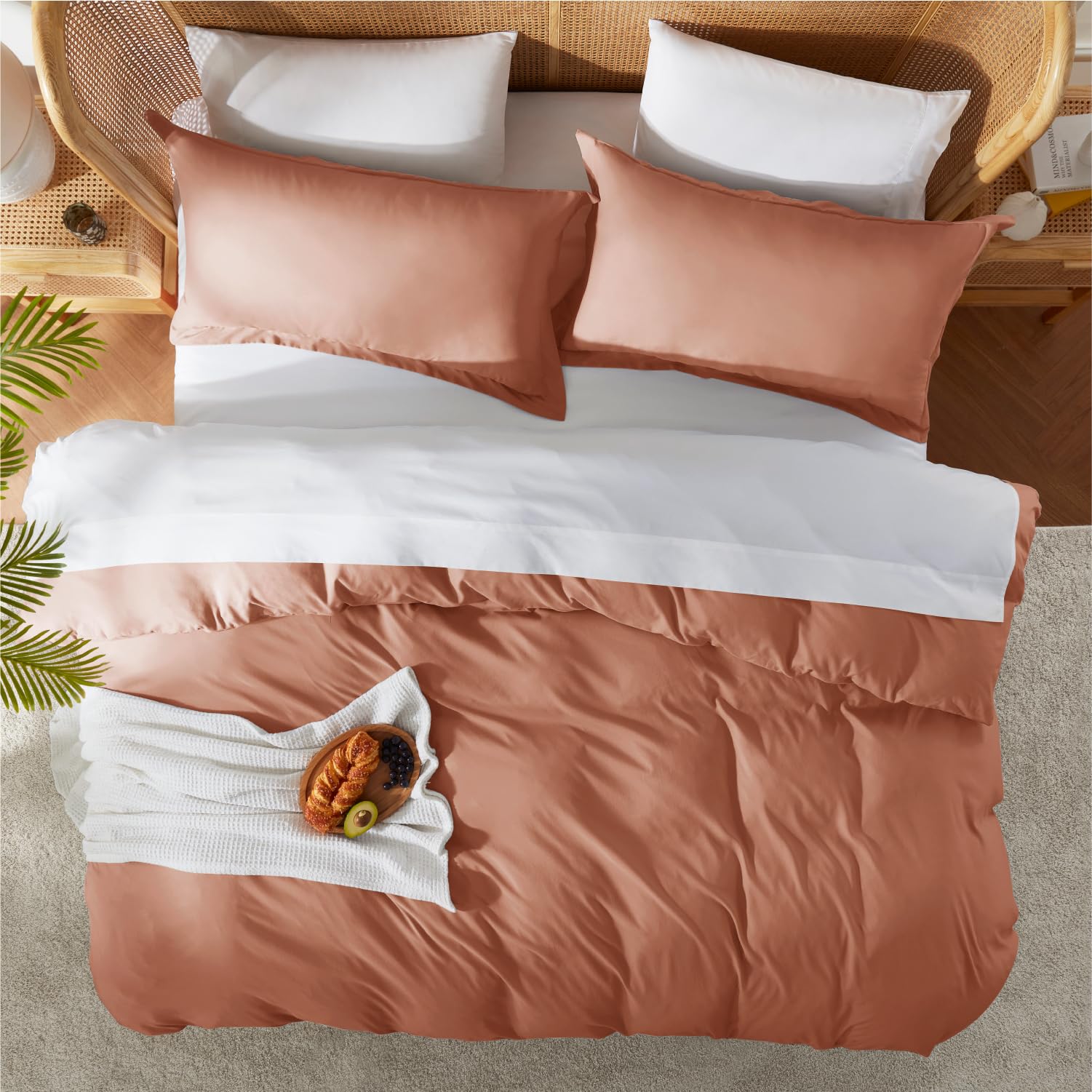 Nestl rust pillow sham with flange showing neat edges and easy insertion