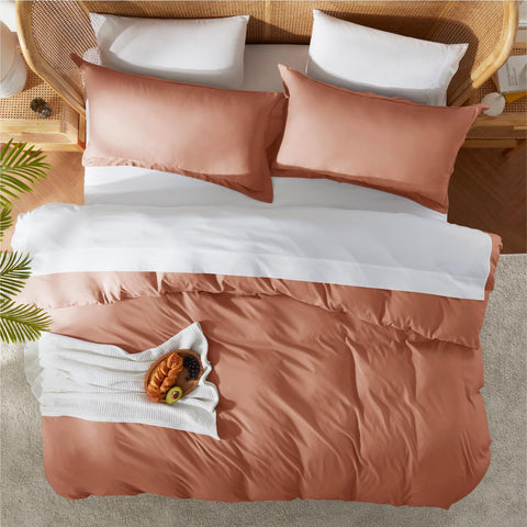 Nestl rust pillow sham with flange showing neat edges and easy insertion