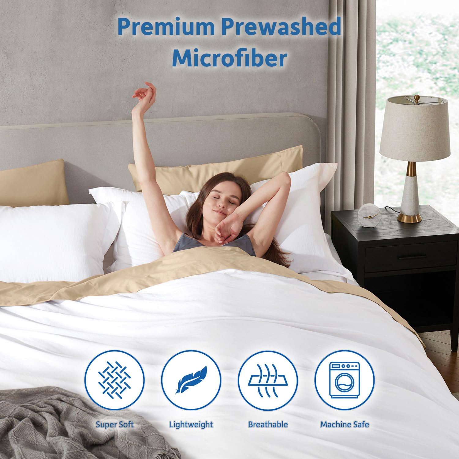 Nestl measuring 90x90 inches on bed to show queen-size fit and accurate scale