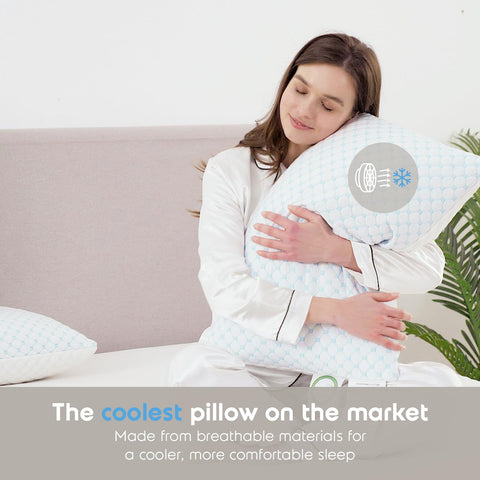 Nestl queen pillow on bed illustrating correct size and support