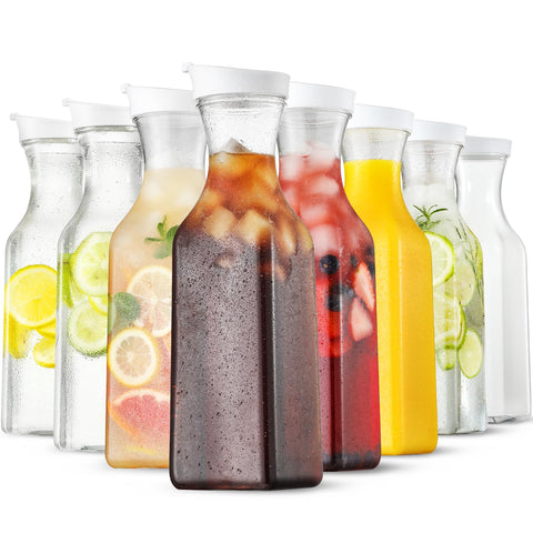 NETANY clear carafes front view showing eight-piece set and elegant clarity