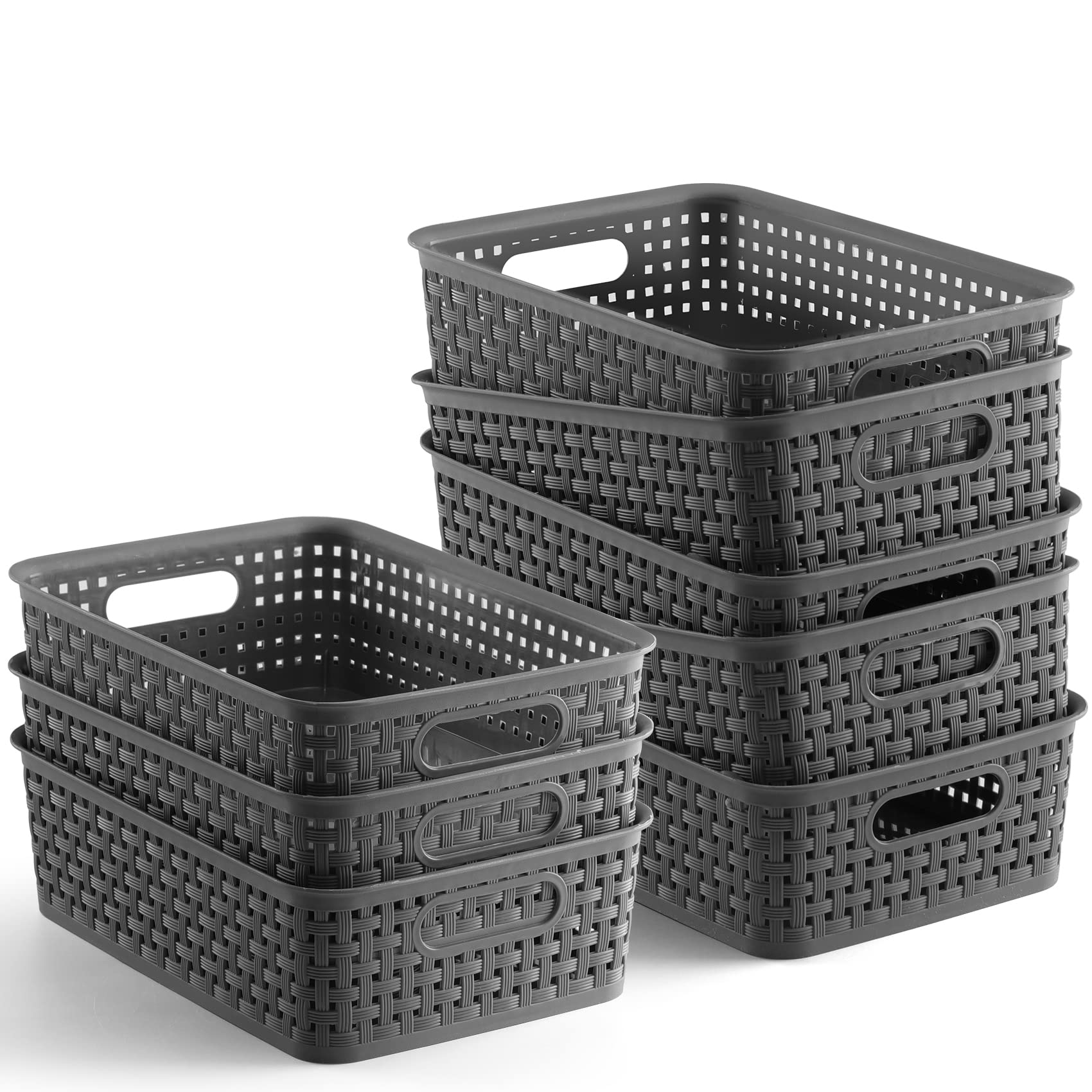 NETANY front view of eight baskets showing organized storage benefit