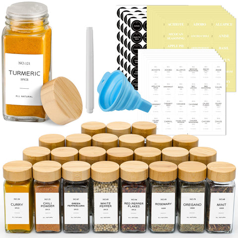 NETANY front view of full 36-piece spice jar set for pantry organization