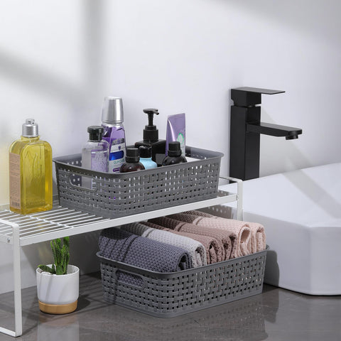NETANY baskets on pantry shelves organizing food and containers neatly