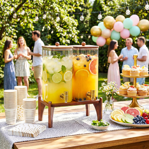 NETANY in use at outdoor patio illustrating party-ready serving convenience and style benefit