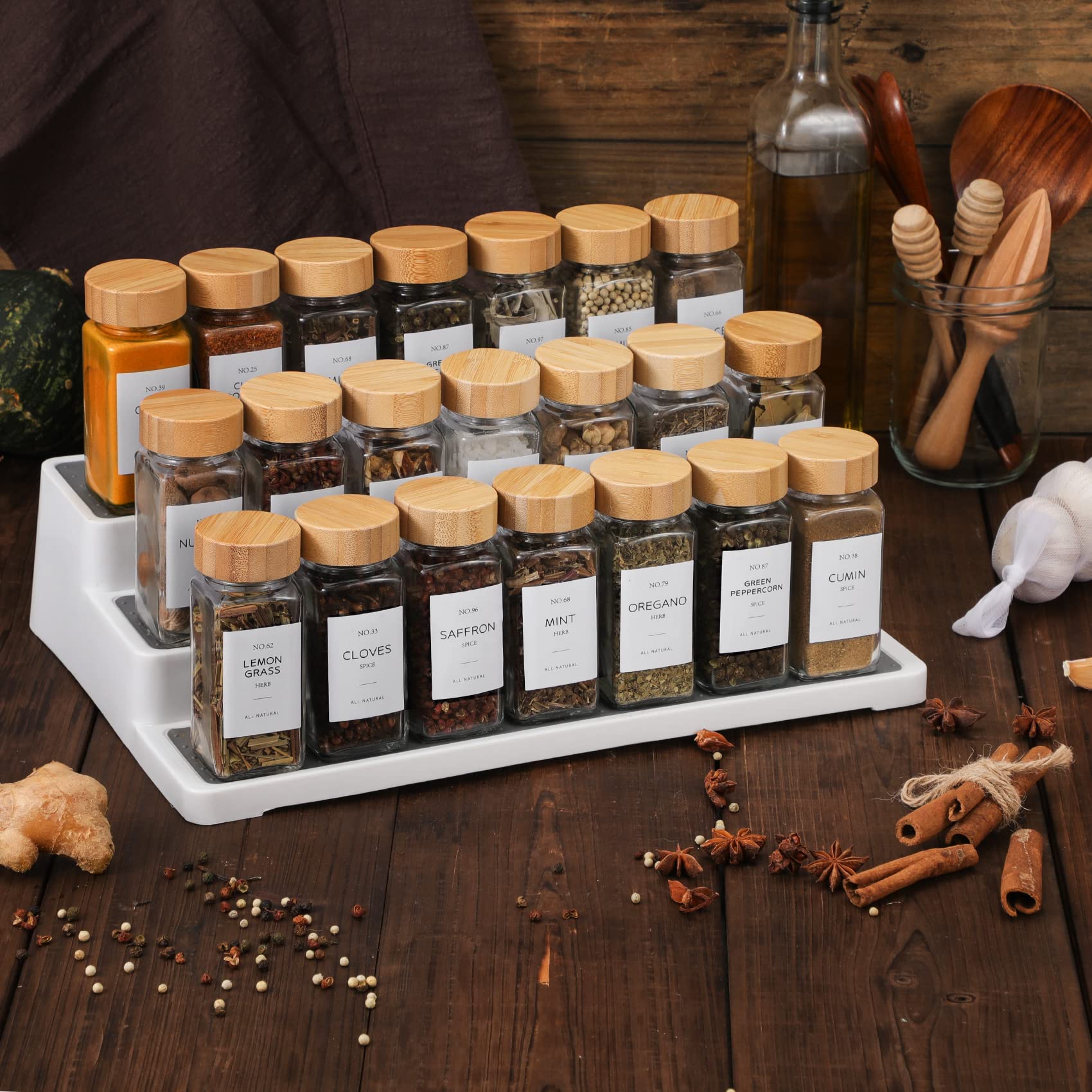 NETANY jars arranged on kitchen counter for tidy, accessible seasoning display
