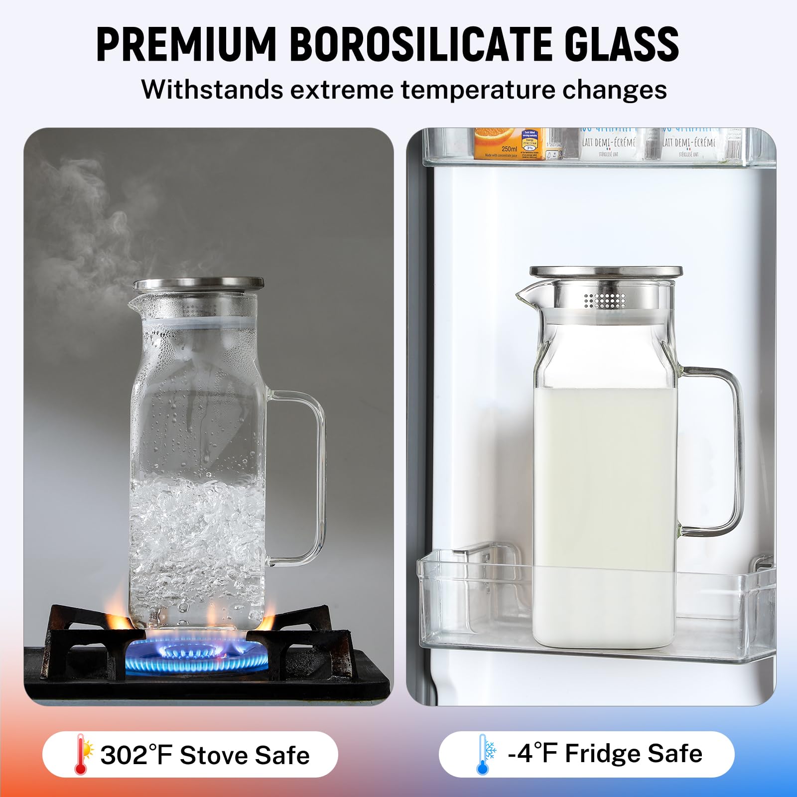 NETANY pitcher stored in fridge showing space-saving square profile