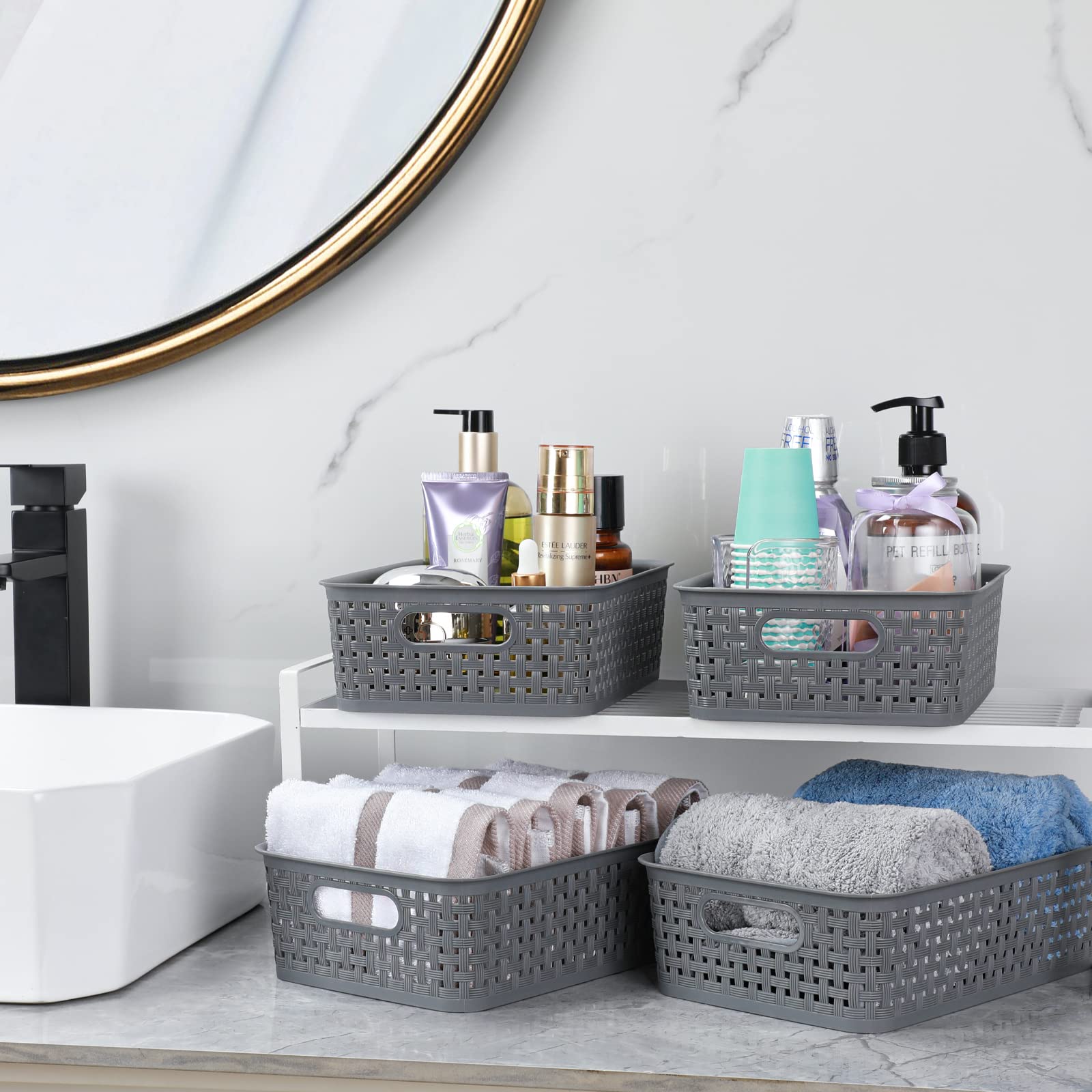 NETANY baskets under sink keeping cleaning supplies tidy and dry
