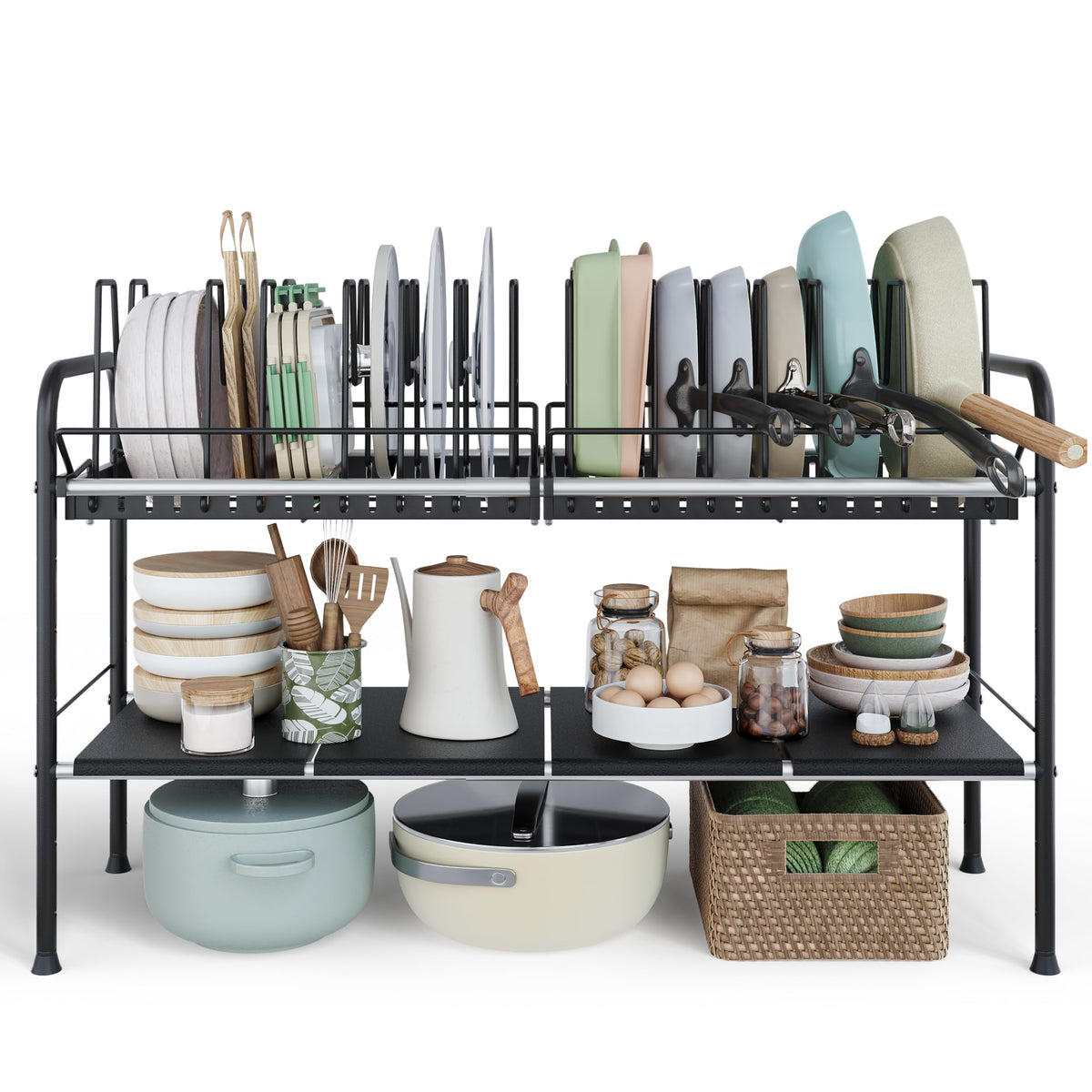 NETEL front view of organizer showing full rack and sturdy finish for neat storage