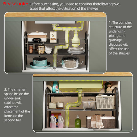 NETEL installed under-sink shelf wide view demonstrating extra usable storage benefit