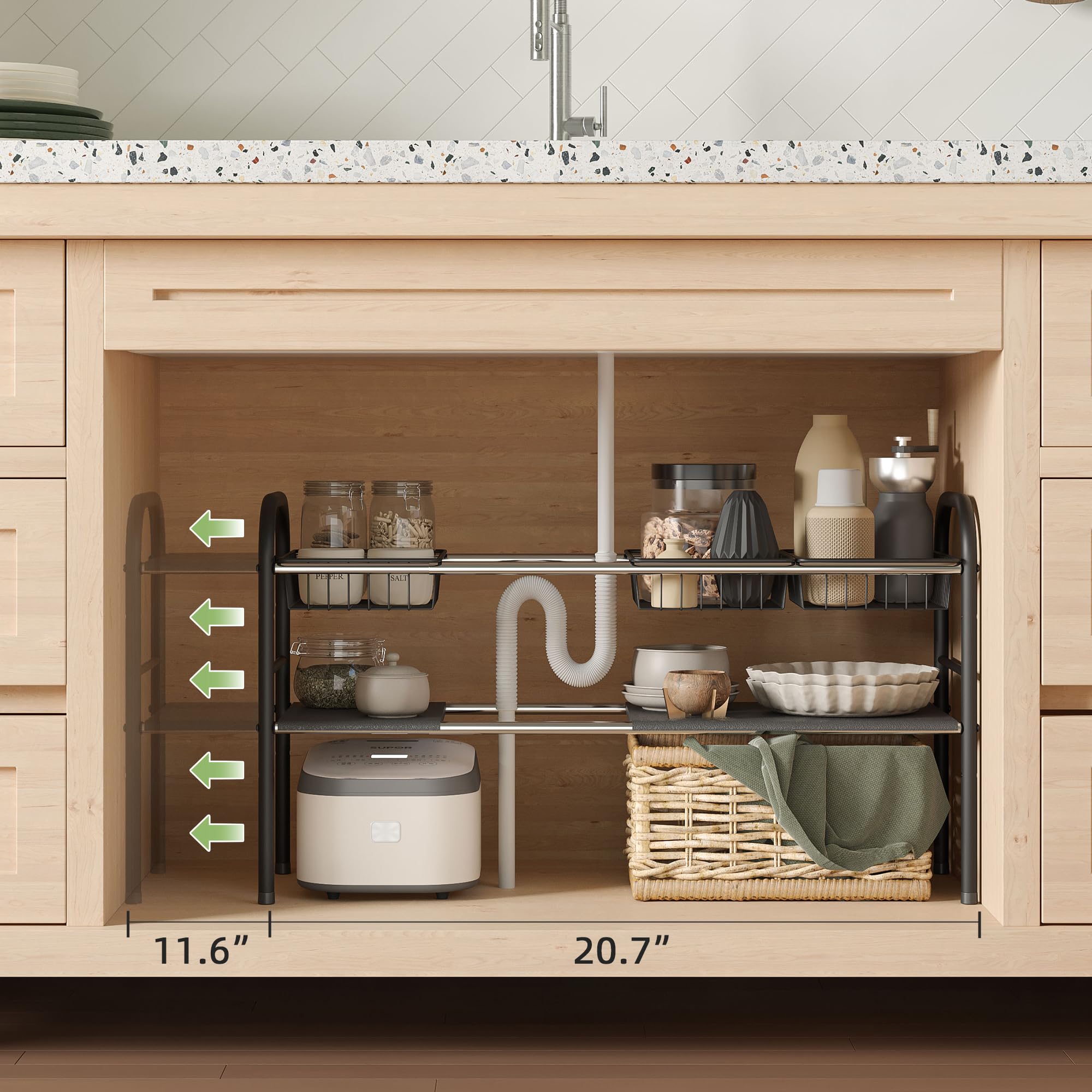 NETEL removable baskets arranged to show flexible organization and easy cleaning benefit