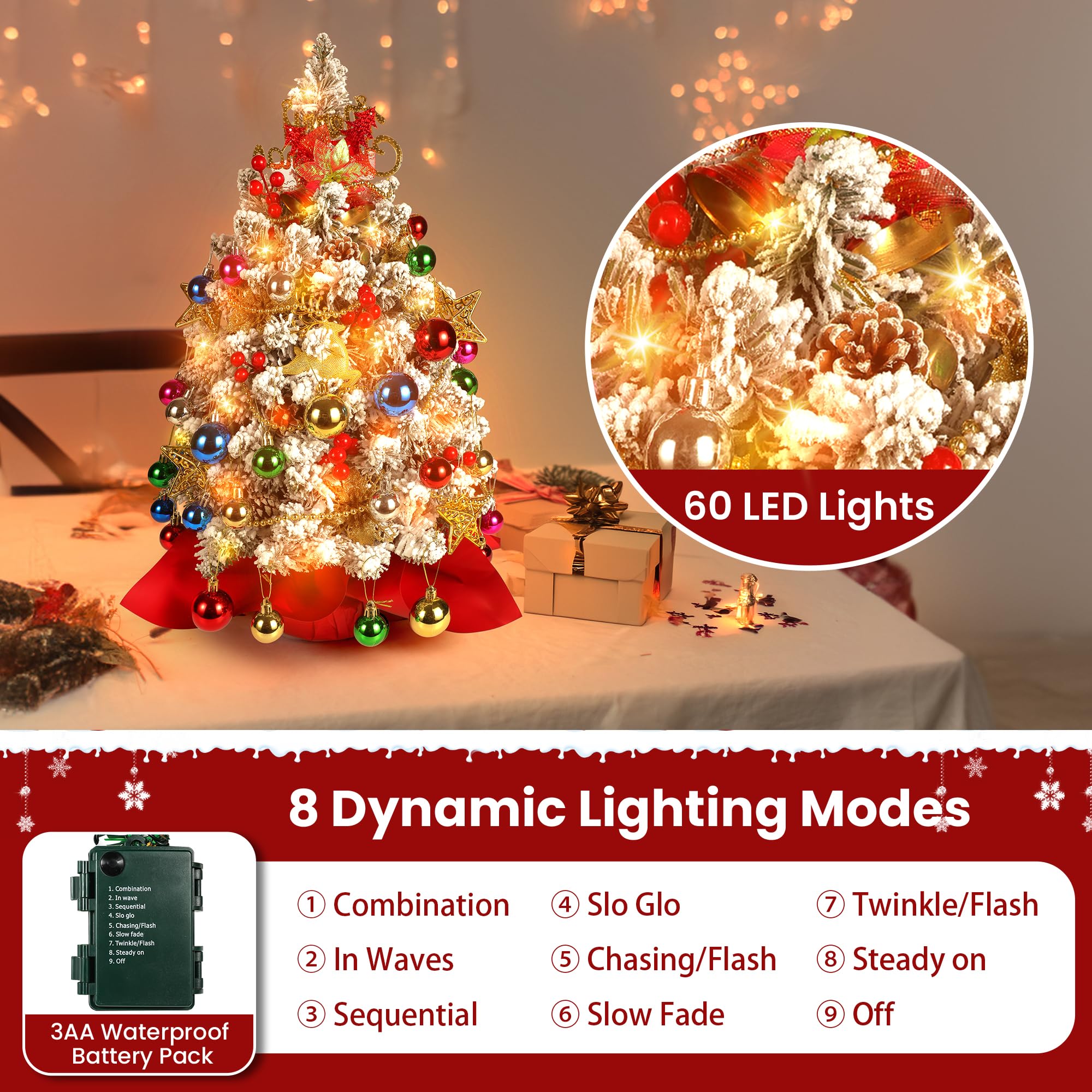 Neten tree illuminated with warm LEDs creating cozy ambiance