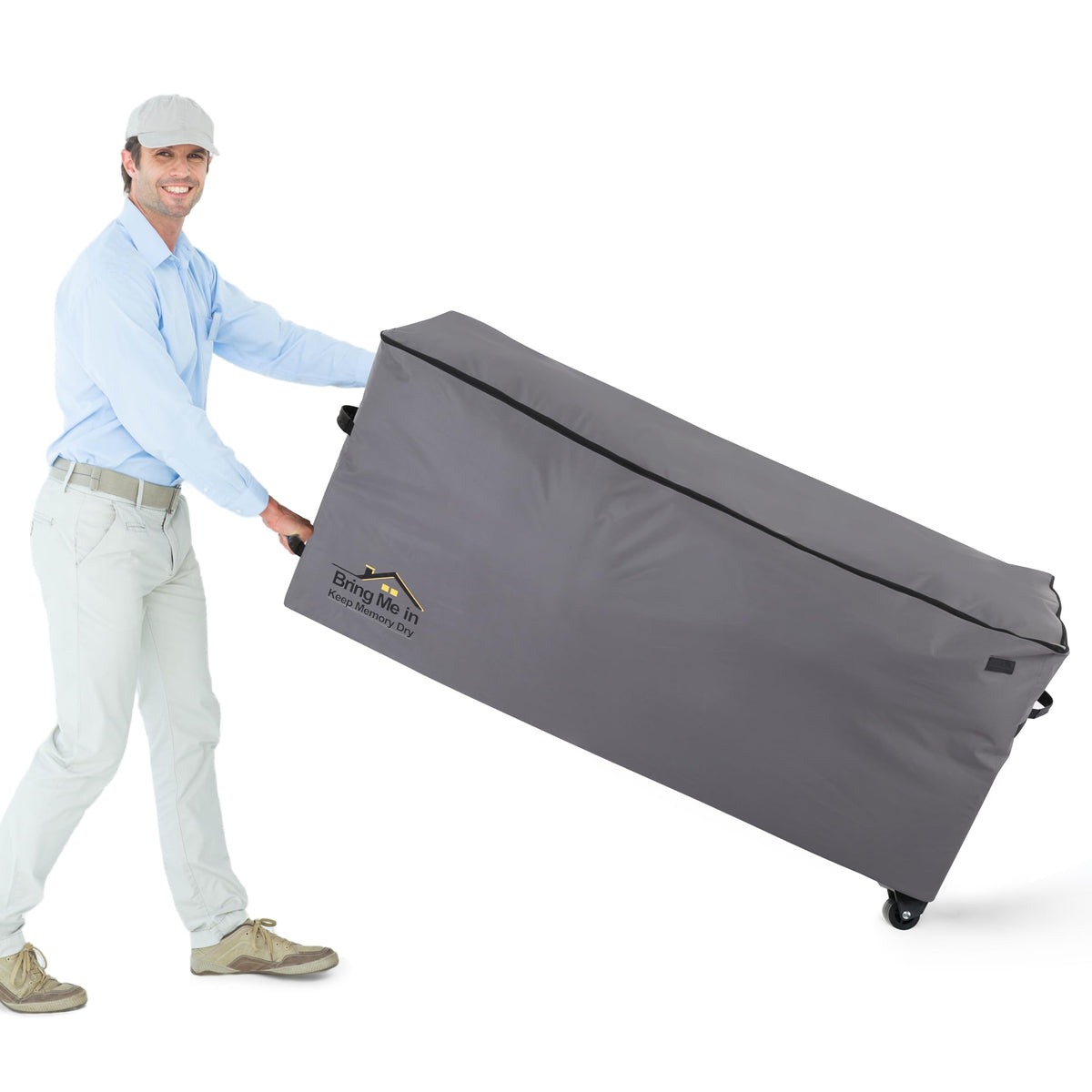 NettyPro front view closed grey bag showing capacity and neat storage