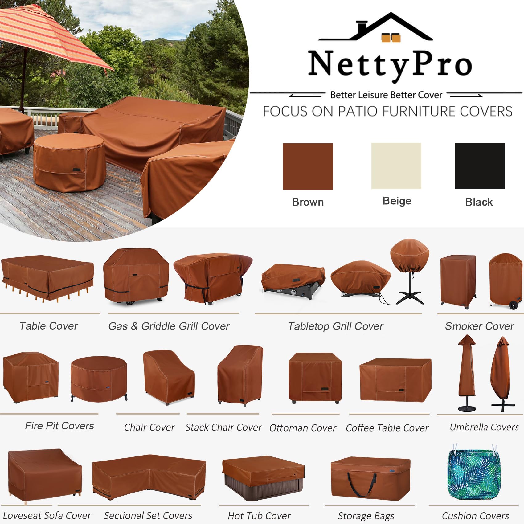 NettyPro storage bag on porch showing tidy seasonal storage and weather resistance