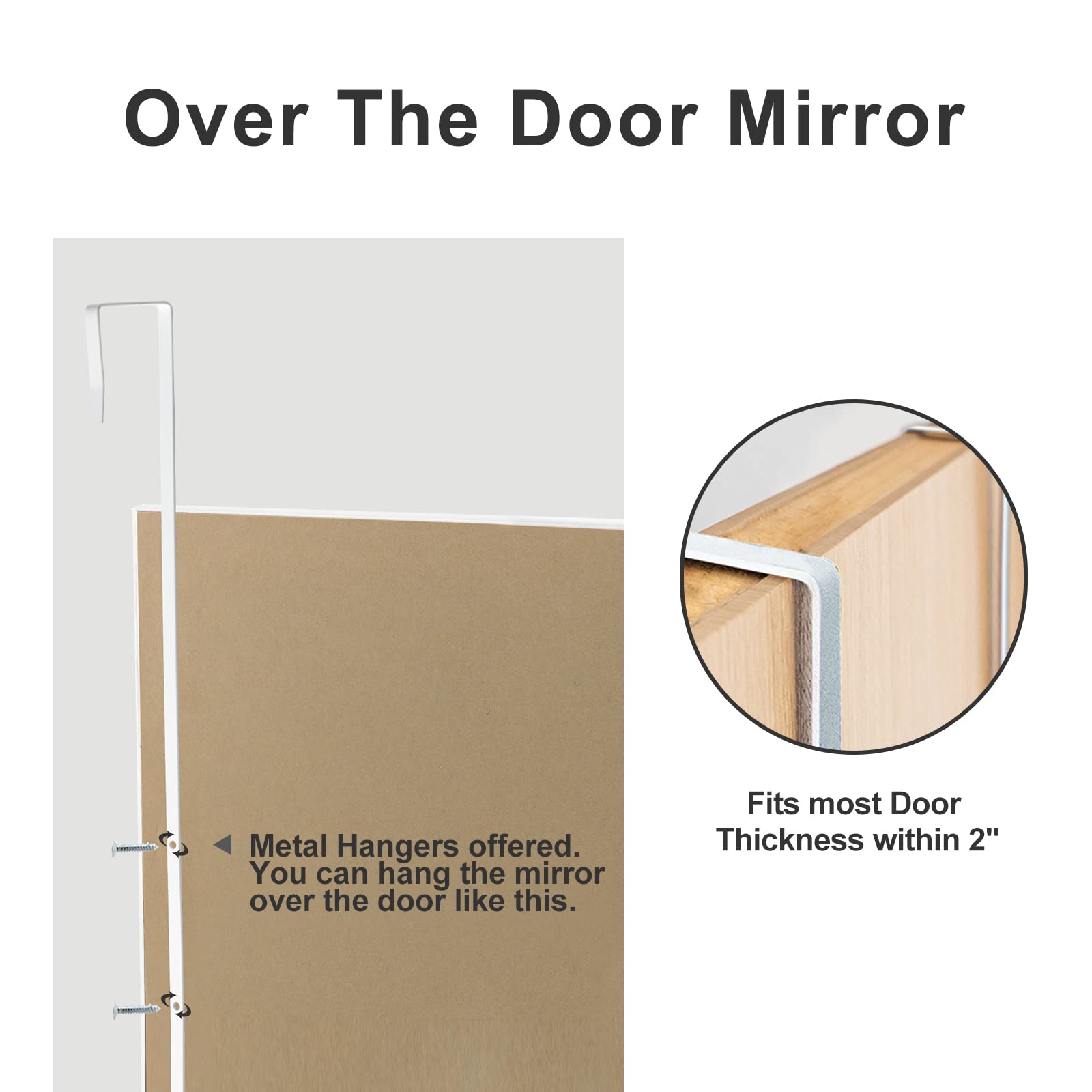 NeuType metal hangers detail showing over-the-door installation for no-drill convenience