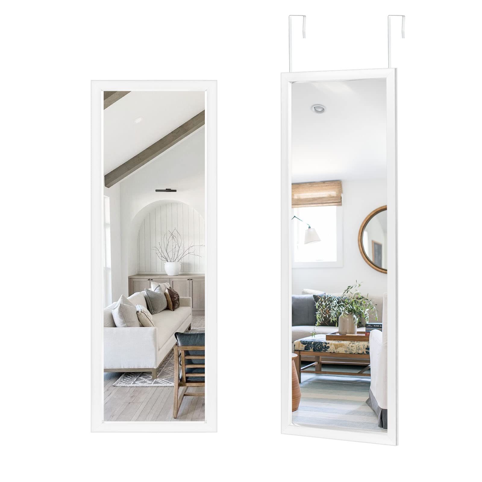 NeuType front view of mirror showing full-length reflection and clean white frame benefit