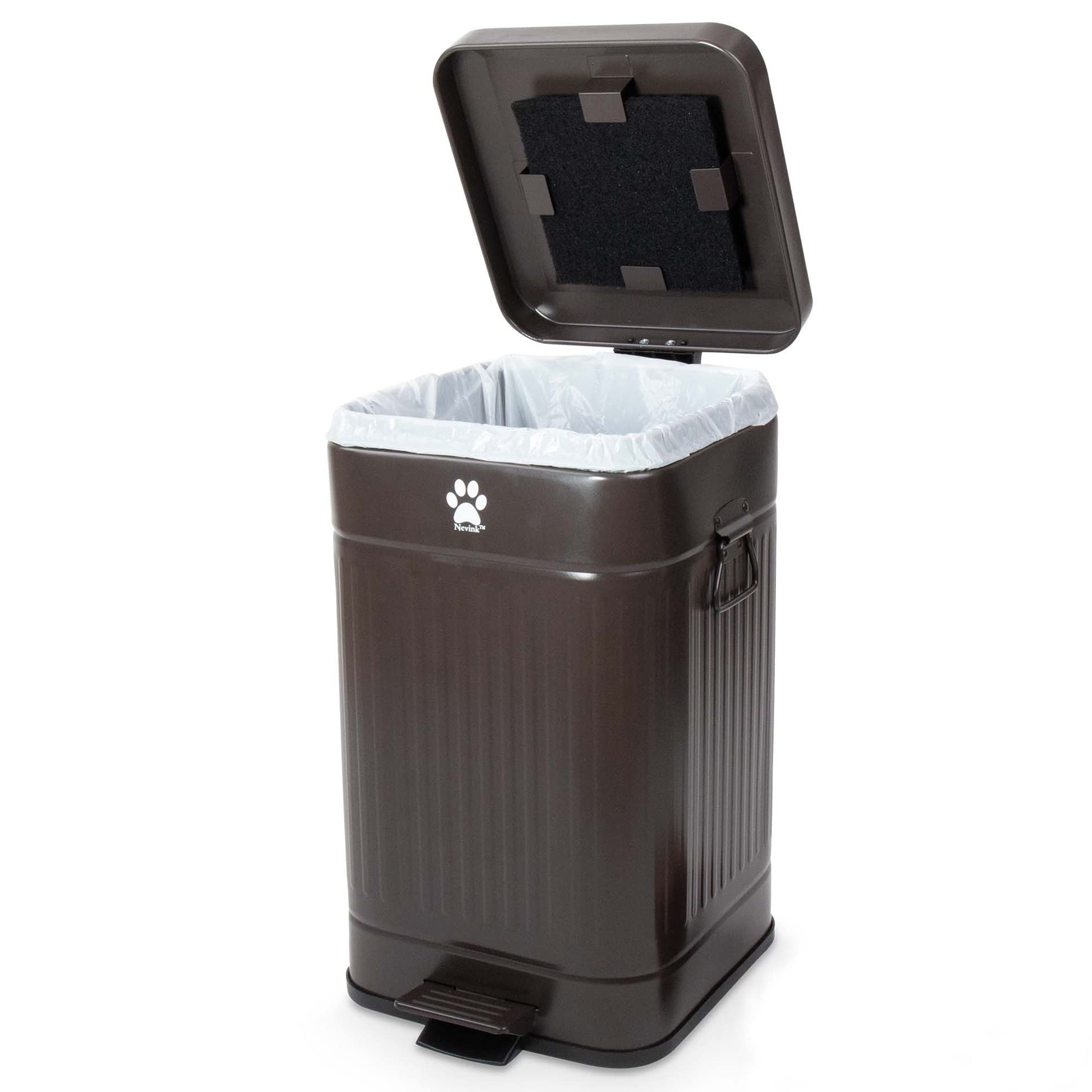 Nevink front view showing compact outdoor poop trash can and tidy design benefit