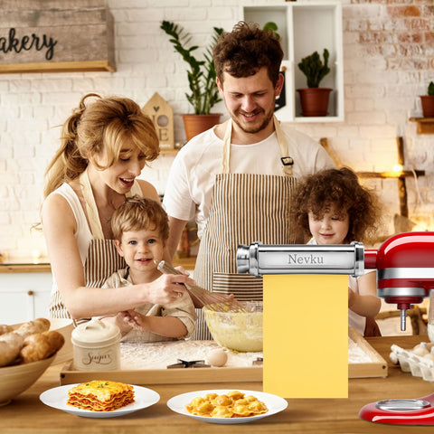 NEVKU lifestyle kitchen scene with roller installed highlighting home pasta creativity
