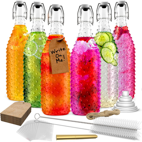 Nevlers front packaging of six clear 1L bottles, organized for storage convenience