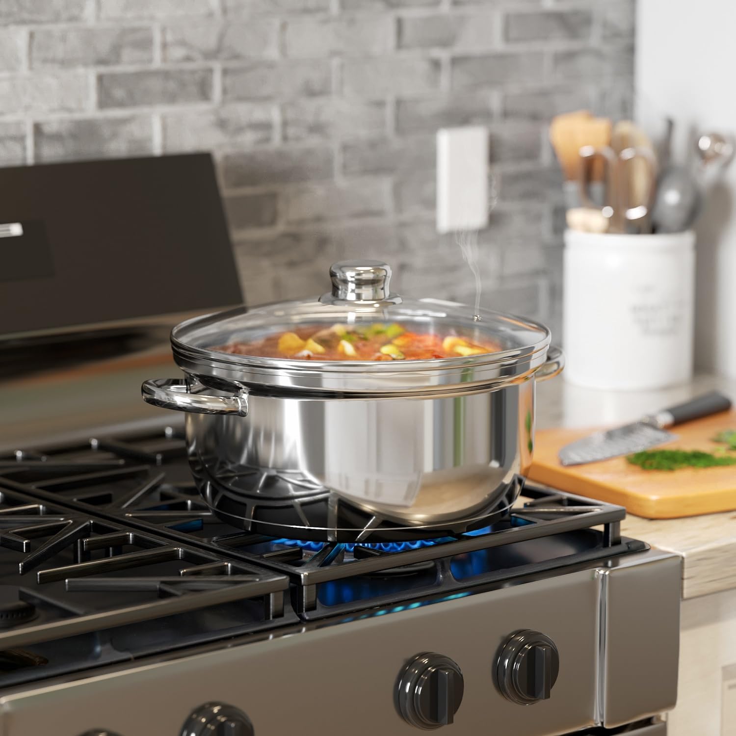 New England Stories steamer on kitchen counter illustrating versatile home preserving