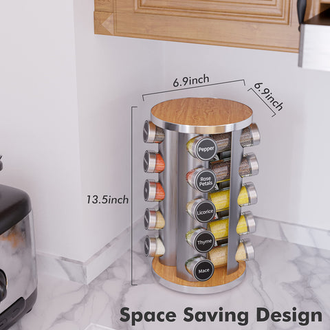 New England Stories rack inside cabinet showing compact footprint saves shelf space