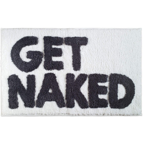 New Mungo front view of gray and white Get Naked bath mat showing design and fit