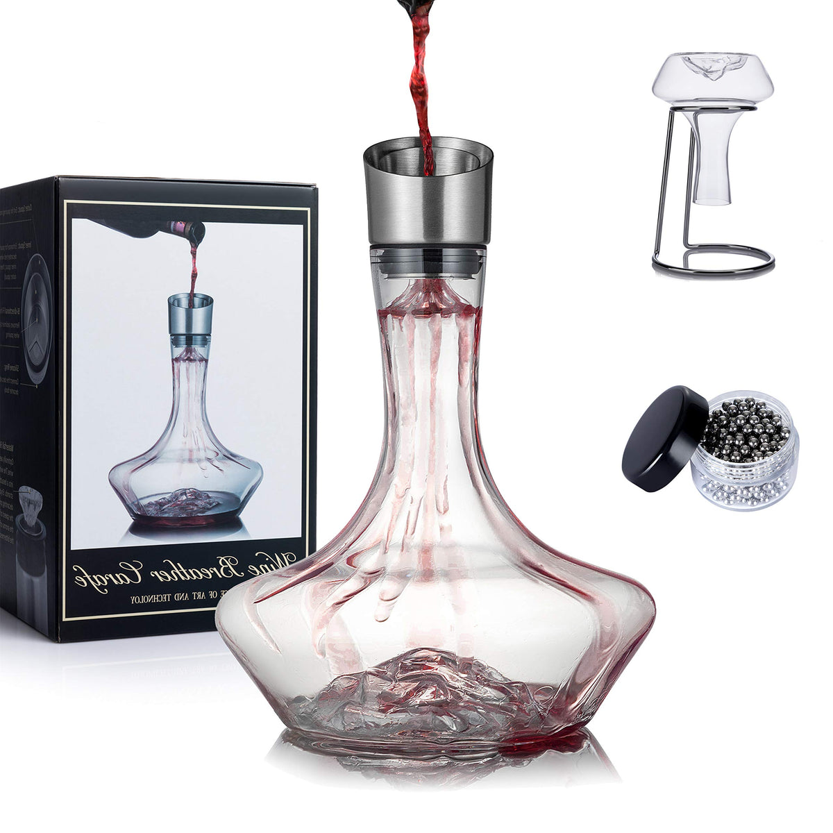 NEW PACIFIC YOUYAH decanter front view showing elegant crystal and capacity benefit