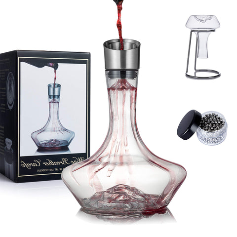 NEW PACIFIC YOUYAH decanter front view showing elegant crystal and capacity benefit