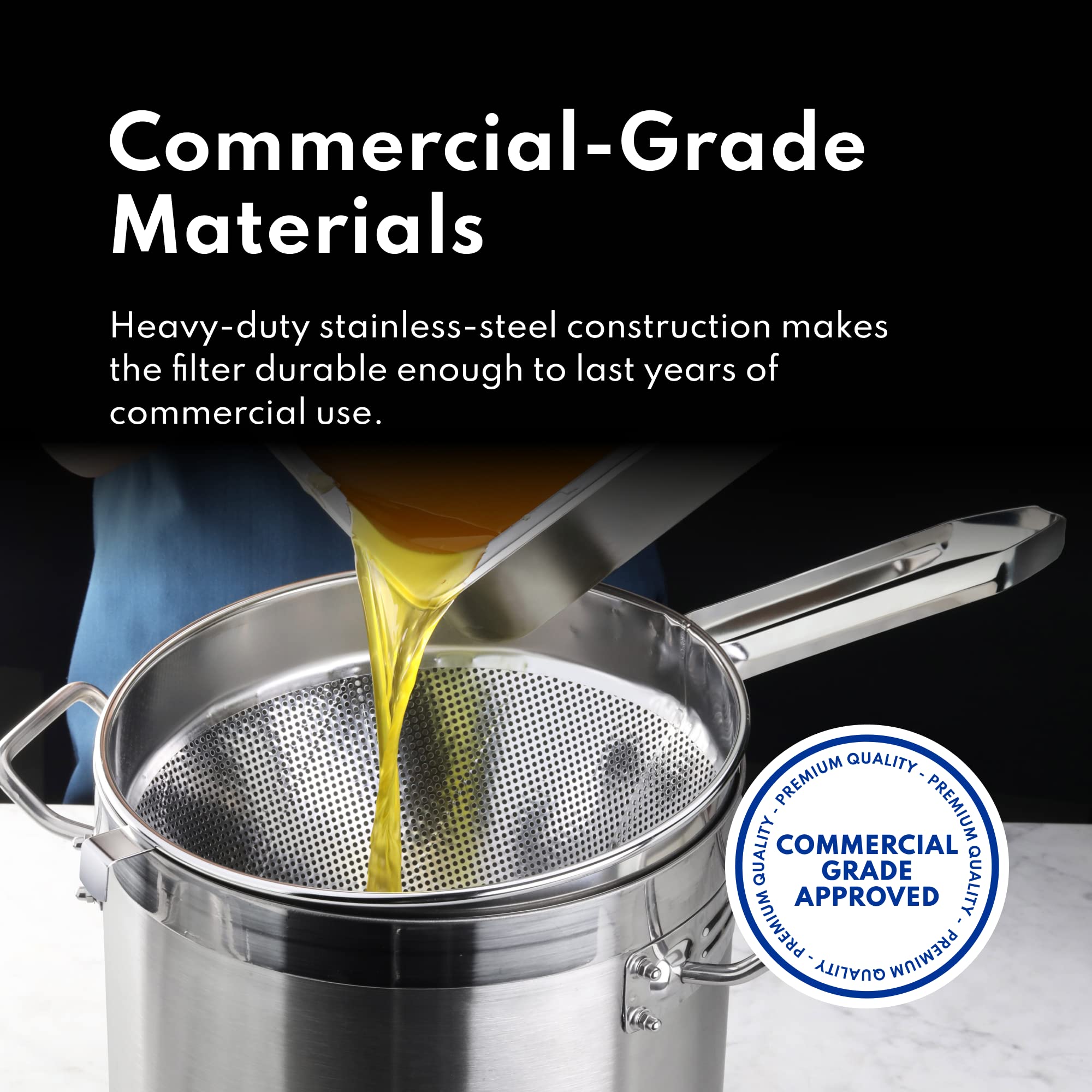 New Star Foodservice rim detail highlighting sturdy 18/8 stainless strength
