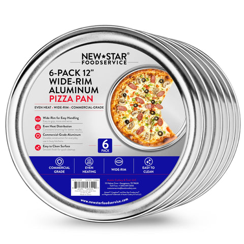 New Star Foodservice front view 12-inch pan shows durable rim and cooking area benefit