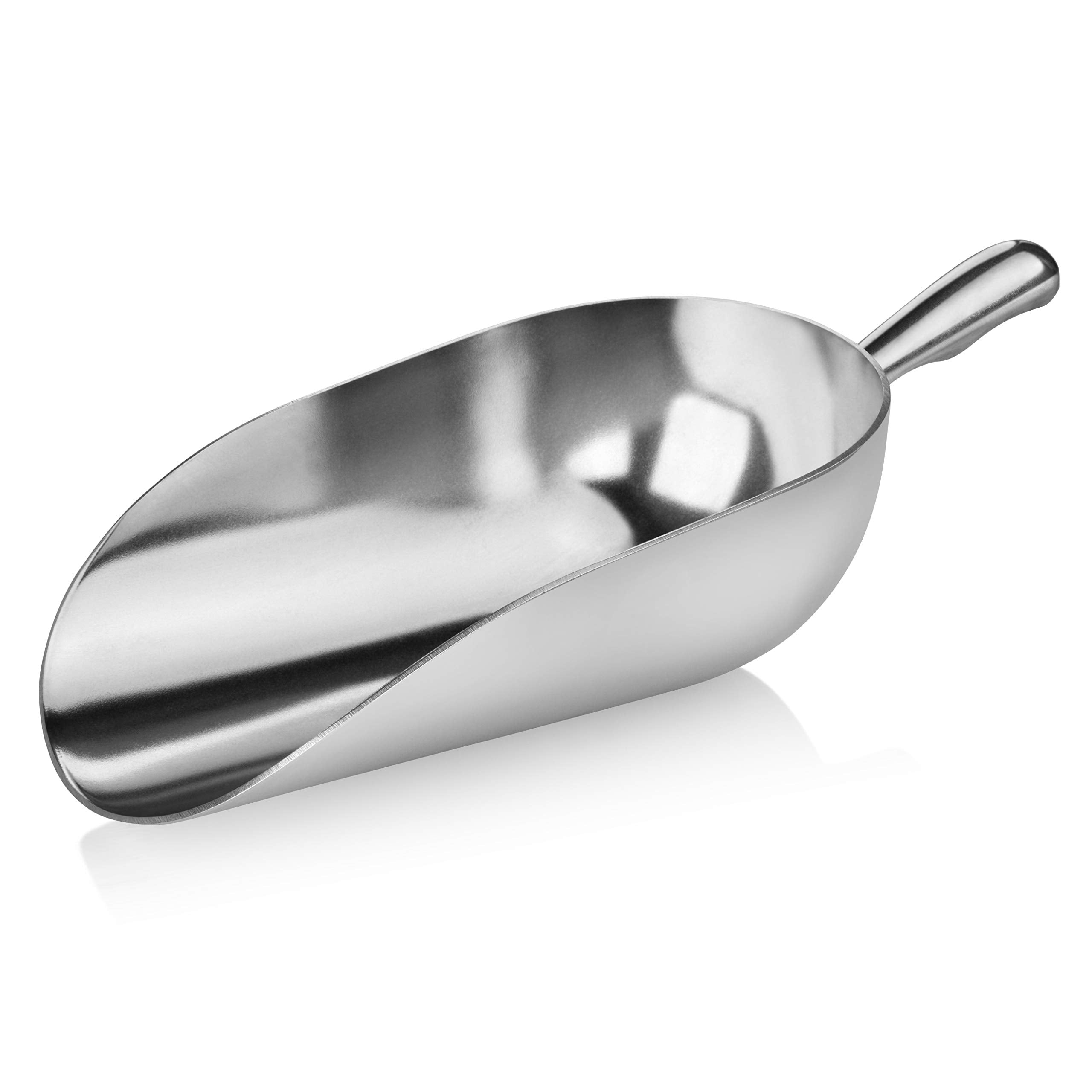 New Star Foodservice scoop beside a ruler demonstrating 85-ounce scale and volume benefit