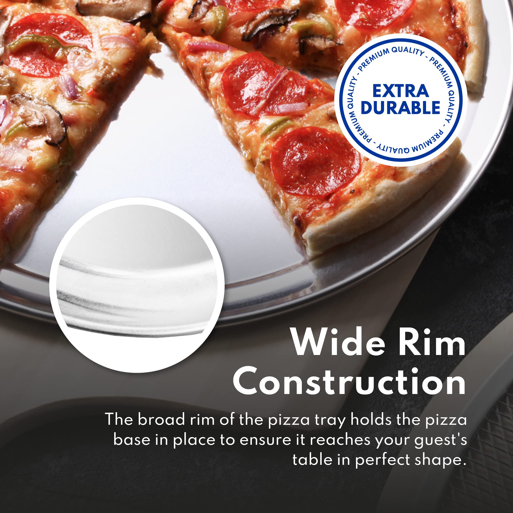 New Star Foodservice pan held in hand showing real-world size and lightweight handling benefit