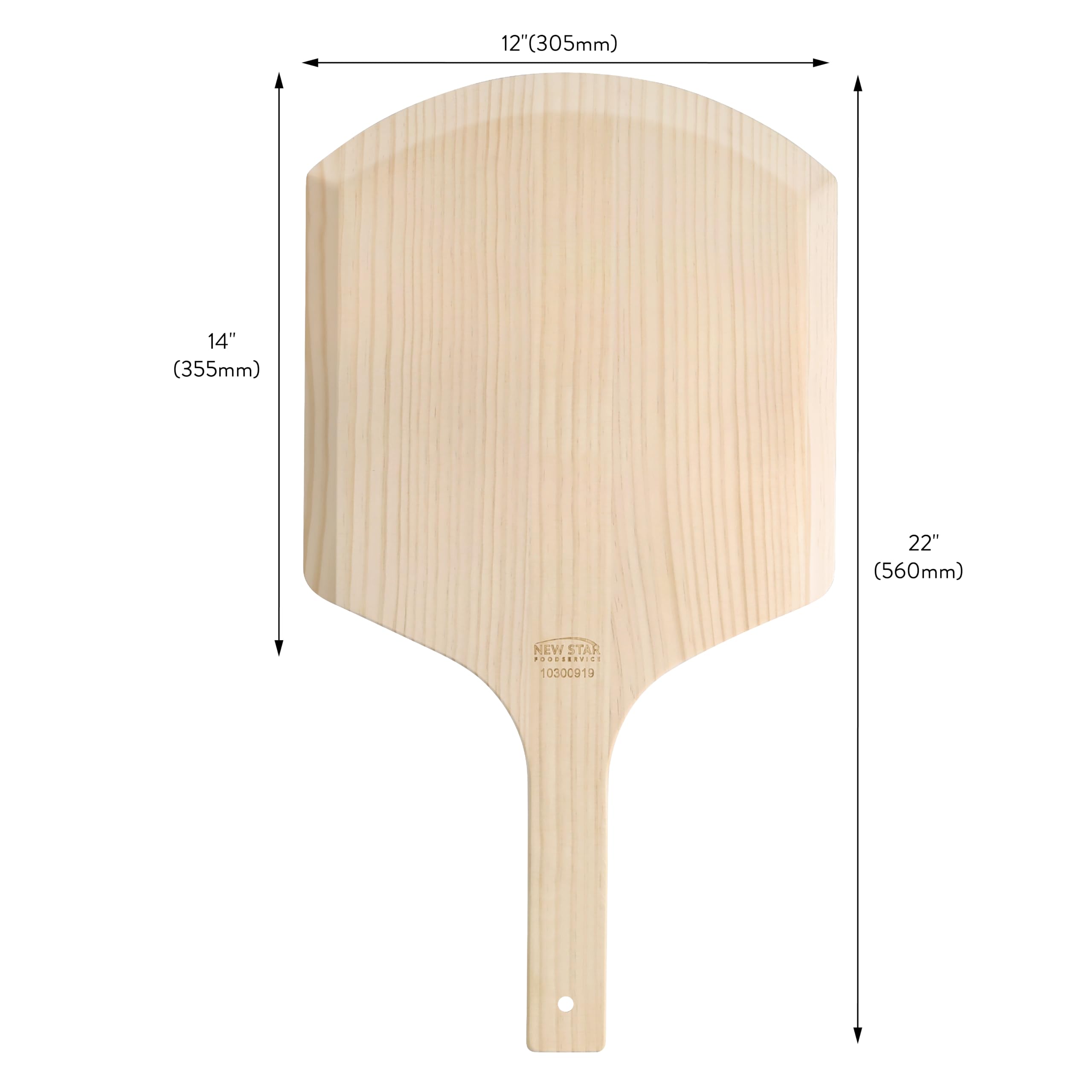 New Star Foodservice wooden handle closeup for comfortable ergonomic grip