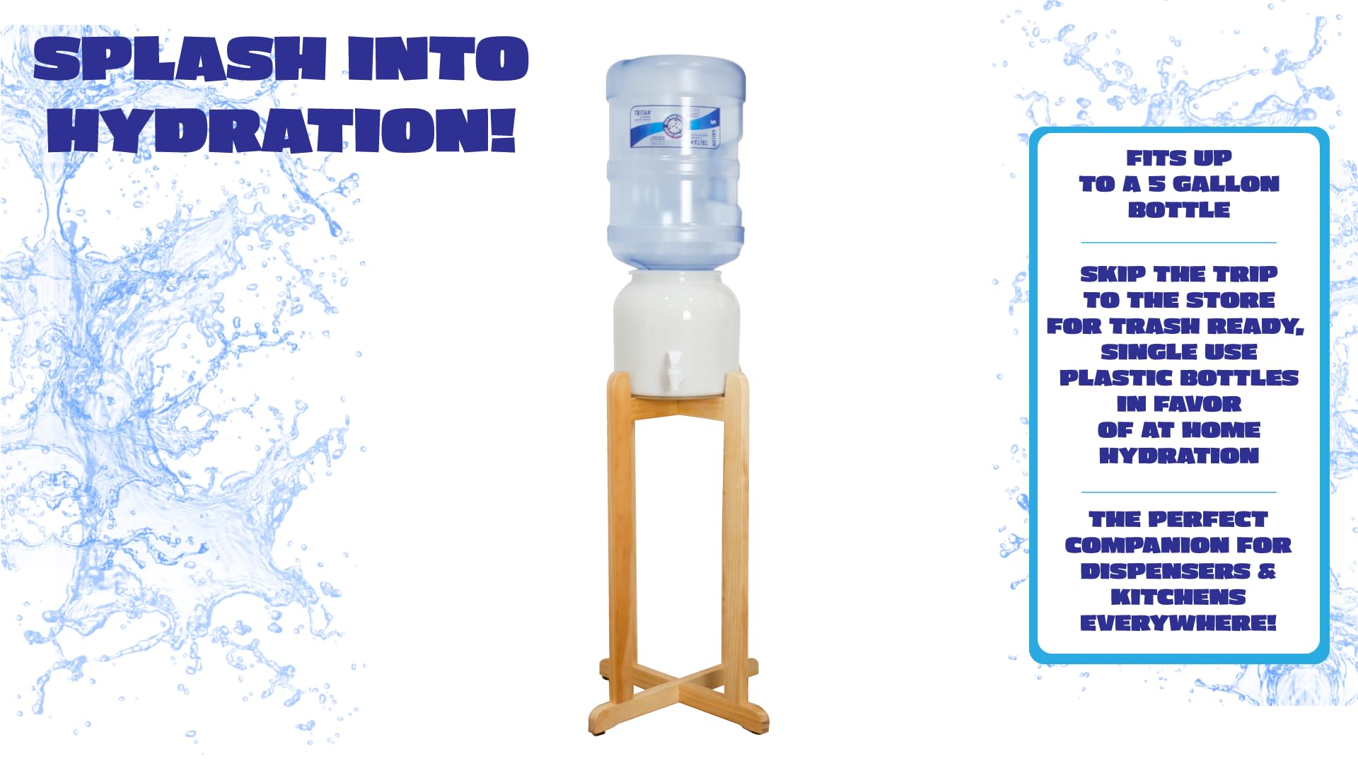 New Wave Enviro stand holding a dispenser in use for convenient pouring