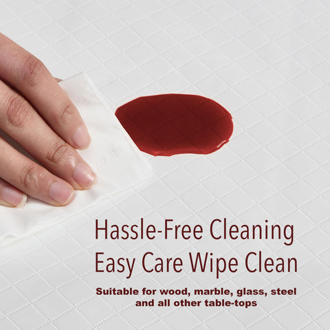 Newbridge wiping vinyl surface clean with cloth for easy maintenance
