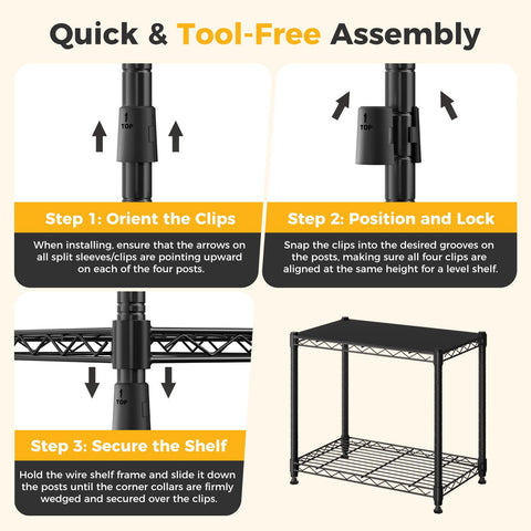 NEWBULIG showing adjustable shelf height to fit tall items and maximize vertical space