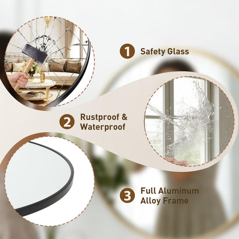 NEWBULIG mirror mounted over sink staged in bathroom demonstrating stylish functionality