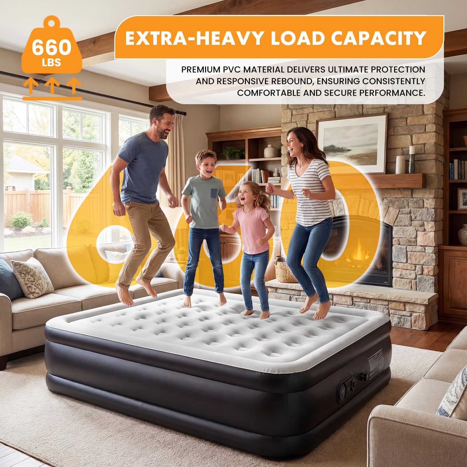 NEWBULIG queen mattress in living room demonstrating comfortable guest use
