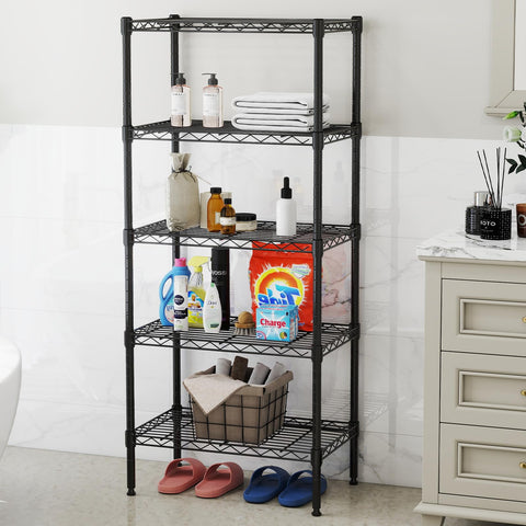 NEWBULIG shelf next to common items for scale showing exact size and space planning benefit