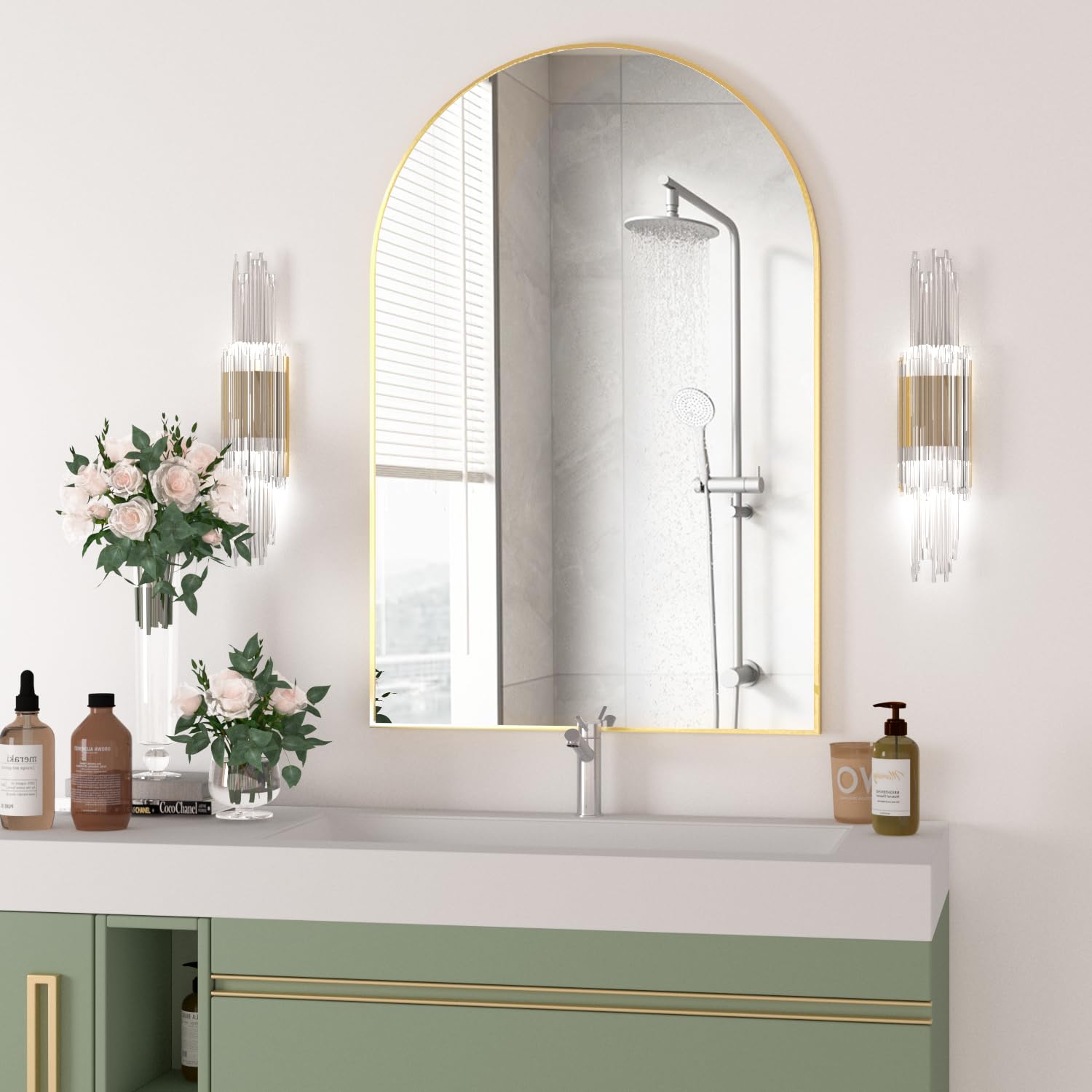 NEUWEABY mirror reflecting bathroom increases perceived light