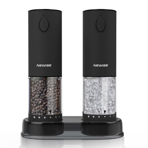 Newise front view set on counter showing sleek black design and ease of use