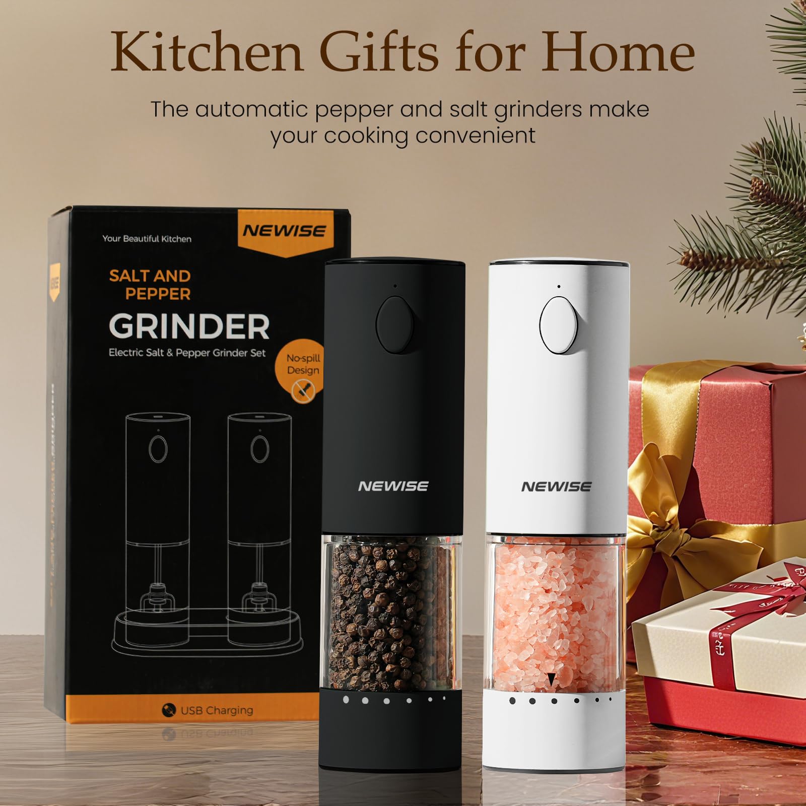 Newise set on kitchen counter in use for stylish everyday seasoning
